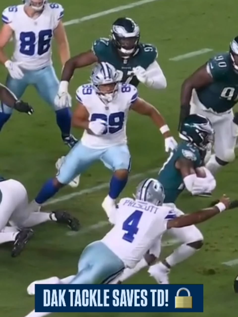 Dak out here saving TD's! 💪 The Cowboys may've coughed up a fumble, but Dak Prescott was not letting it result in points! Catch the #NFL Live on ESPN via Disney+ 📺 #dallascowboys #dakprescott #espnaustralia #fyp