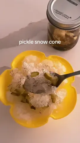 Spoiler Alert: pickle snow cones are sooo good! I used my jarred pickle brine and chopped dill pickles 🥒  #pickles #snowcone #picklesnowcone #recipes #summervibes  @Selena Gomez 