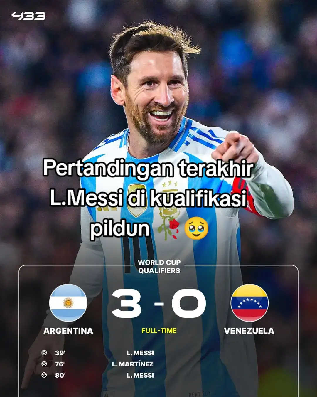 pertandingan terakhir yang paling mungkin  di Argentina persis seperti yang seharusnya 🥹🇦🇷🥀 #lionelmessi10 #kualifikasipialadunia2026  #terakhirbgimessi🥹🥀🇦🇷 #fyppppppppppppppppppppppp 