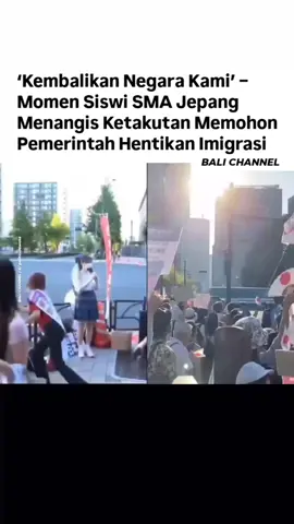 Seorang siswi SMA di Jepang menangis dan gemetar saat mengikuti aksi demonstrasi, memohon kepada pemerintah agar menghentikan imigrasi dari negara-negara berkembang. Dengan suara tersedak, ia berteriak, “Kembalikan negara kami!”, mencerminkan ketakutannya bahwa Jepang dapat mengalami perubahan besar akibat arus imigran. Momen emosional ini menjadi sorotan publik dan menimbulkan perdebatan. [Cr. X/ politicalawake - DM for Credit or Removal]