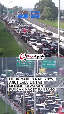 Libur Maulid Nabi 2025, Arus Lalu Lintas Menuju Kawasan Puncak Macet Panjang BogorUpdate.com - Kondisi arus lalu lintas di kawasan Puncak, Bogor, Jawa Barat, Jumat pagi di libur panjang hari pertama Maulid Nabi Muhammad SAW, terlihat macet parah.  Antrean kendaraan mengular hingga tiga kilometer lebih sebelum persimpangan Gadog.  Antrean kendaraan mengular sejak pagi pukul 06.00 WIB. Menurut petugas, antrean kali ini mencapai lebih dari tiga kilometer ke persimpangan Gadog ke arah tol.  Bahkan antrean juga terlihat sebelum gerbang Tol Ciawi menuju ke kawasan Puncak, Bogor. Satlantas Polres Bogor memberlakukan sistem satu arah dari arah Jakarta ke Puncak pada pukul 08.00 WIB, setelah sebelumnya juga memberlakukan operasi ganjil genap di gerbang masuk kawasan Puncak tadi pagi. Antrean juga terlihat di sepanjang Jalan Tol Ciawi arah Gadog. Kepadatan terlihat di pertigaan Gadog, hingga tanjakan Selarong, Megamendung, dan Pasar Ciawi sampai ke Riung Gunung secara merata.  Namun kali ini, polisi tidak memberlakukan contra-flow di pintu Tol Ciawi menuju Tol Bocimi dan arah Sukabumi dikarenakan ada perbaikan jalan di jalur Tol Bocimi. Bahkan, berdasarkan data, kendaraan yang sudah memasuki kawasan Puncak pada pukul 06.00 pagi saja sudah mencapai 5.000 kendaraan, sedangkan kendaraan yang keluar Puncak mencapai 2.000 kendaraan. Rencananya, Satlantas Polres Bogor akan memberlakukan satu arah sampai terlihat kepadatan berkurang.  Untuk arus sebaliknya, dari arah Puncak ke arah Jakarta, akan diberlakukan siang pukul 12.00 WIB sampai sore pukul 18.00 WIB. Namun terkait puncak arus di libur panjang Maulid Nabi ini, petugas menegaskan akan melihat data yang masuk dari mulai tadi malam hingga sore nanti.  Diperkirakan, puncak arus libur wisata akan terjadi pada esok hari, Sabtu. JanLup klik link di bio guys, untuk dapetin berita terupdate lainnya😉😉 Baca selengkapnya di link yang ada di bio instagram kami Follow Instagram 👉 @bogorupdatecom #bogorupdate #bogorviral #cibinongviral #indonesia #infobogor       