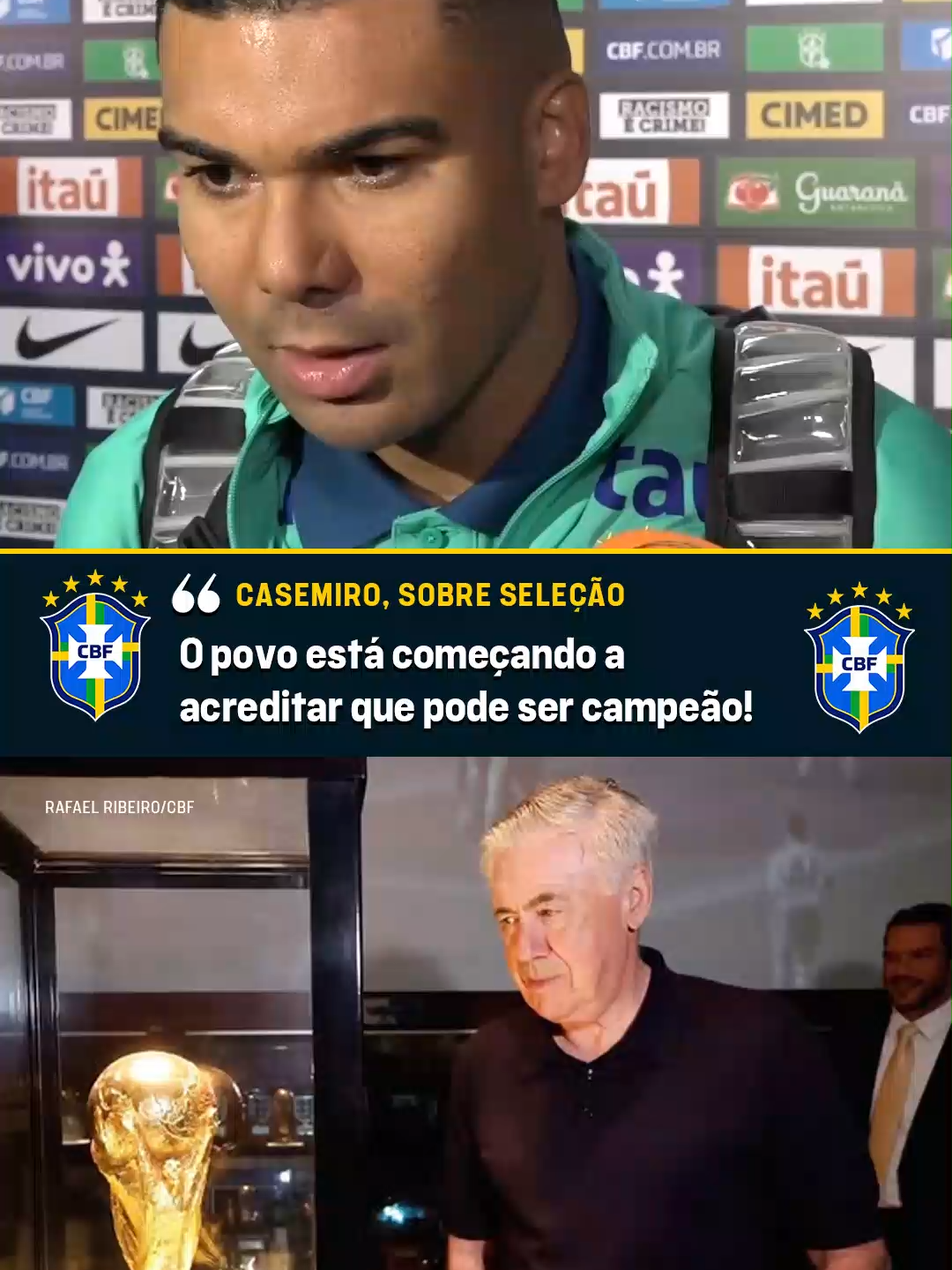 O POVO TÁ ACREDITANDO NO HEXA! 👀🇧🇷🏆 O Casemiro falou da mudança de confiança com Ancelotti no comando da Seleção! #SeleçãoBrasileira #FutebolBrasileiro #tiktokesportes #brasil #casemiro