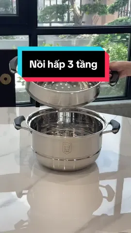 Nồi.hấp 3 tầng hấp bánh.bao.hấp.xôi.hấp.cá hấp hải.sản #congnhan #noitro #nauan #bếp #bánhbao 