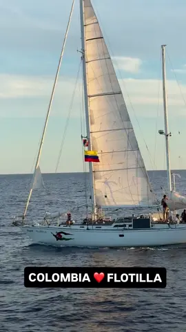 That is the Colombian flag flying on one of our flotilla vessels 🇨🇴 President Gustavo Petro of Colombia is one of the only world leaders to publicly support this mission. What we are doing is legal. Delivering humanitarian aid to a starving population is legal. What is illegal is Israel’s blockade, preventing food, medicine, and supplies from reaching Gxxaza. History will remember who stood by and who stood up. Will any other world leaders put their names on the right side of history and support this mission? #globalsumudflotillia #solidarity #explore #fyp #colombia @Global Sumud Flotilla 