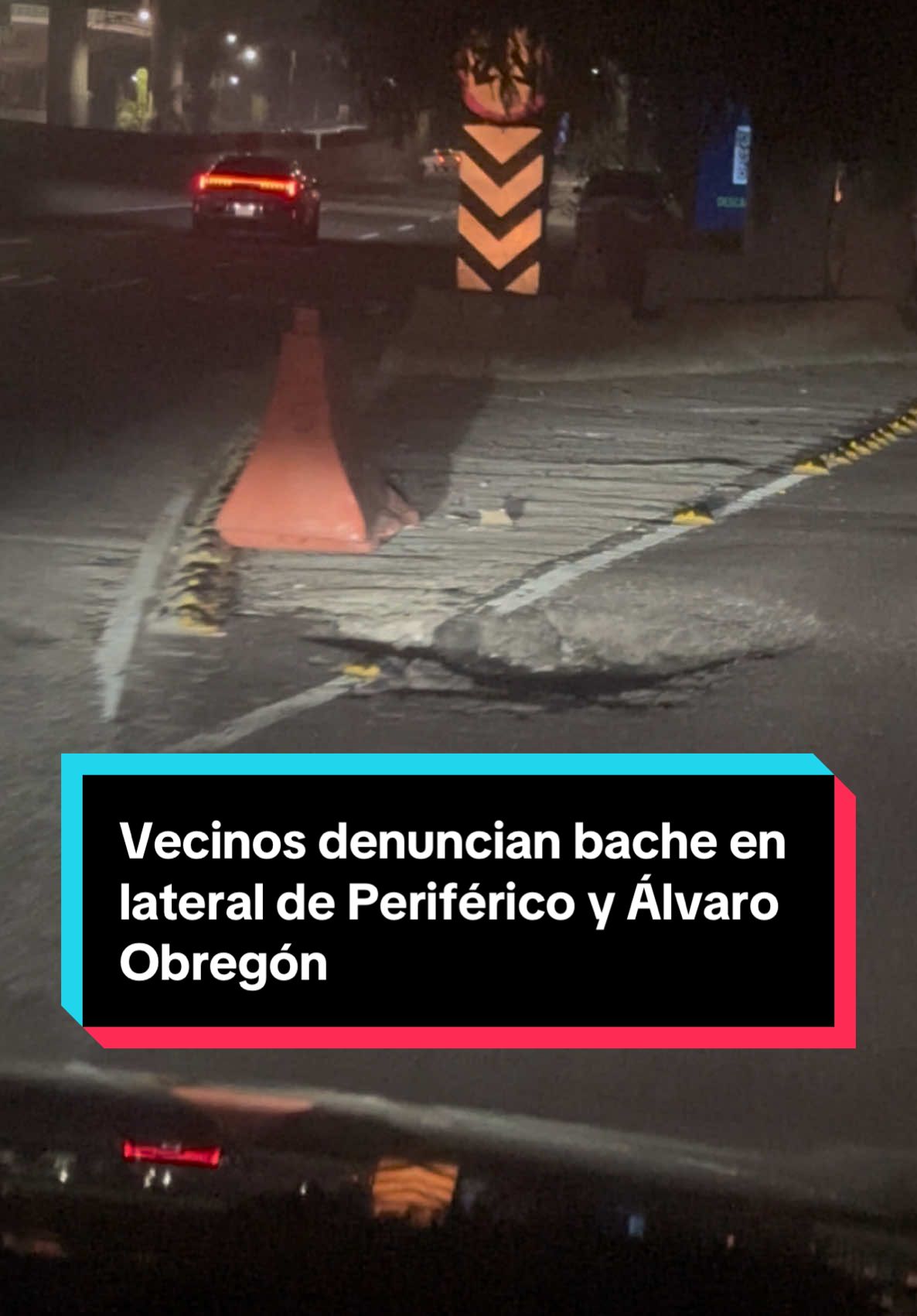 Vecinos denuncian bache en lateral de Periférico y Álvaro Obregón Habitantes de la zona reportaron un bache en la lateral de Periférico y Álvaro Obregón, el cual lleva semanas generando memes en redes sociales por la falta de atención de las autoridades. Los vecinos señalan que, pese a las constantes denuncias, el problema no ha sido resuelto y ya representa un riesgo para automovilistas y peatones. #CDMX #Baches #ÁlvaroObregón #Periférico 