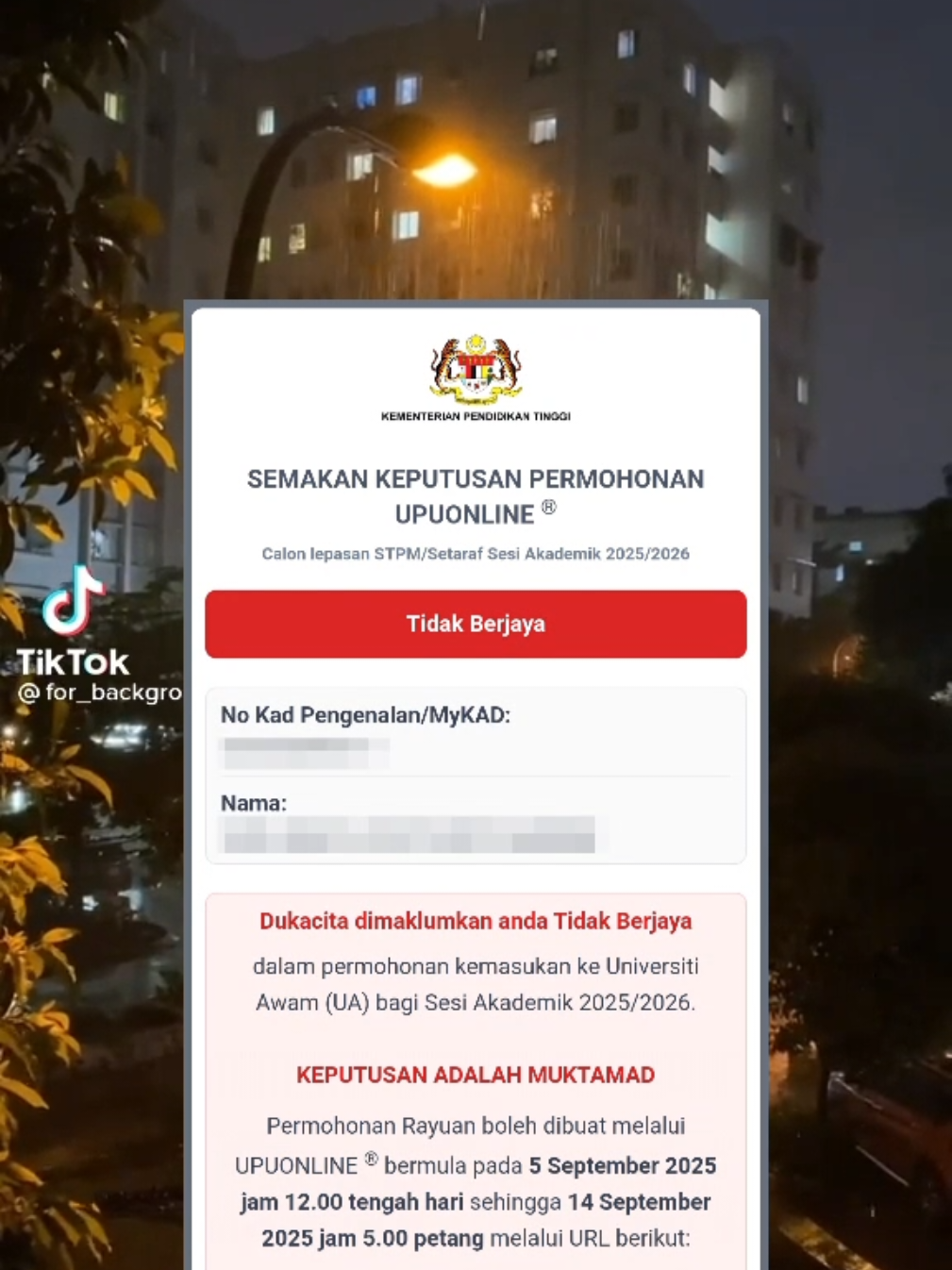 rayuan tggl kos yg x minat je😭 mmg x de chance dh ke nk mohon yg sama? spm kena reject, stpm pun kena reject astaghfirullah sakitnya ya Allah😭💔💔 #upu #upu2025 #stpm #universiti #rayuanupu 