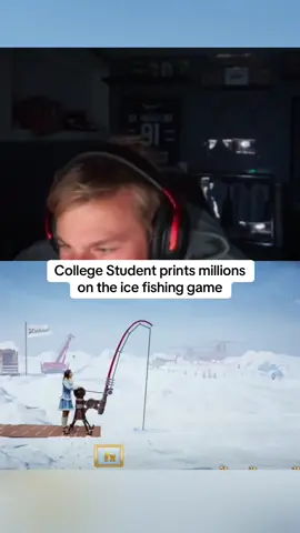 College Student prints millions on the ice fishing game #kickstreaming 