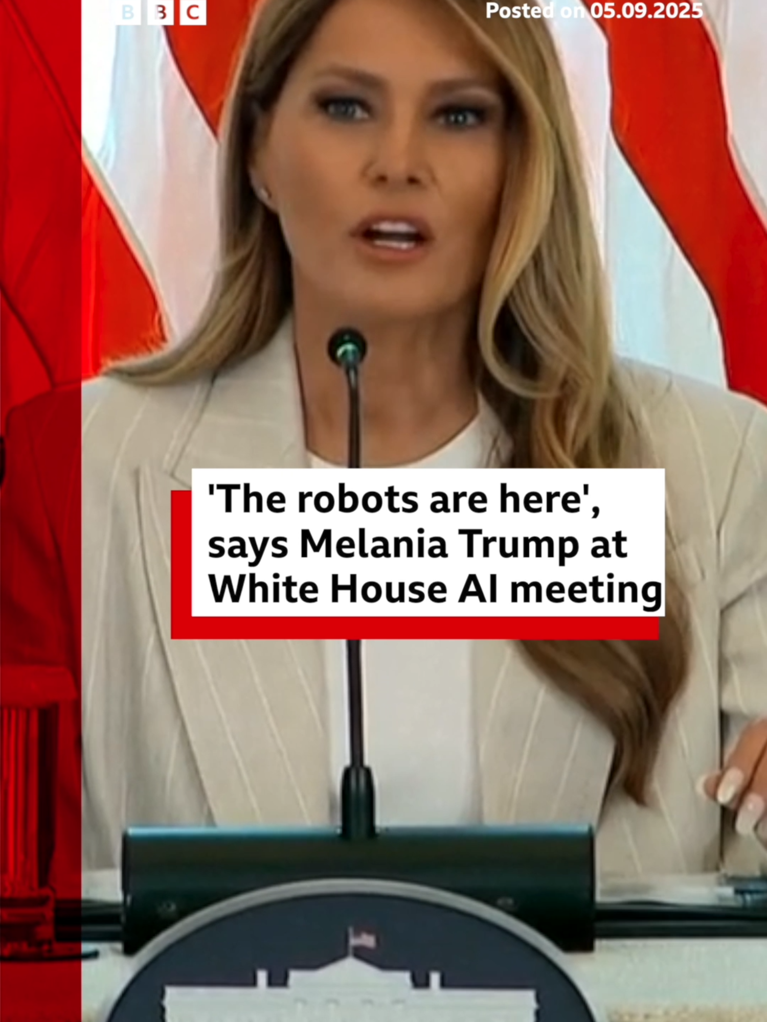 US First Lady Melania Trump made a rare public outing to chair the White House AI education task force meeting, saying 