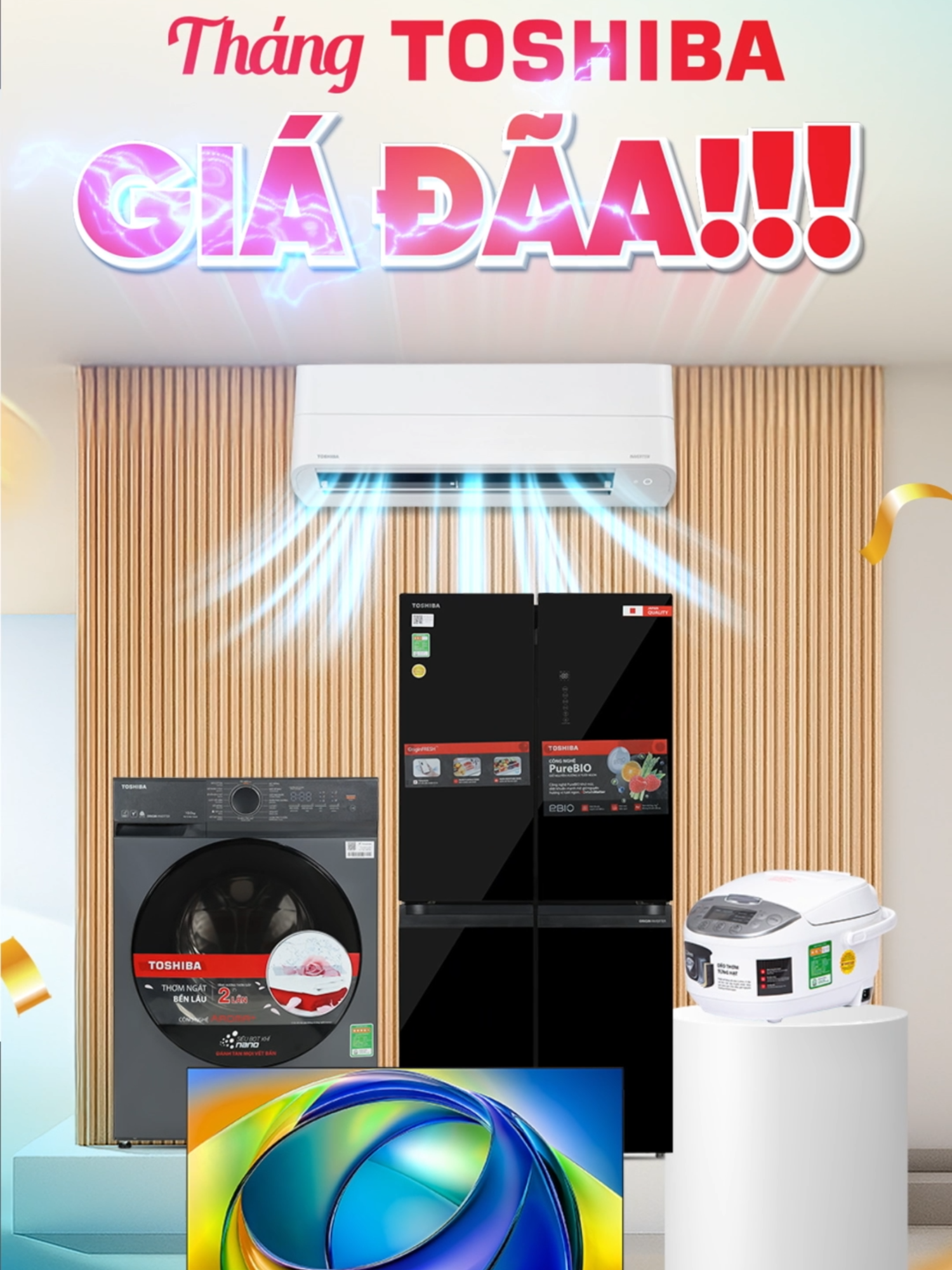 Tháng TOSHIBA, hàng Nhật, quà chất. Mua ngay tại Điện Máy XANH!!! #dienmayxanh #toshiba #maygiat #tulanh #maylanh #dieuhoa #tivi #noicomdien