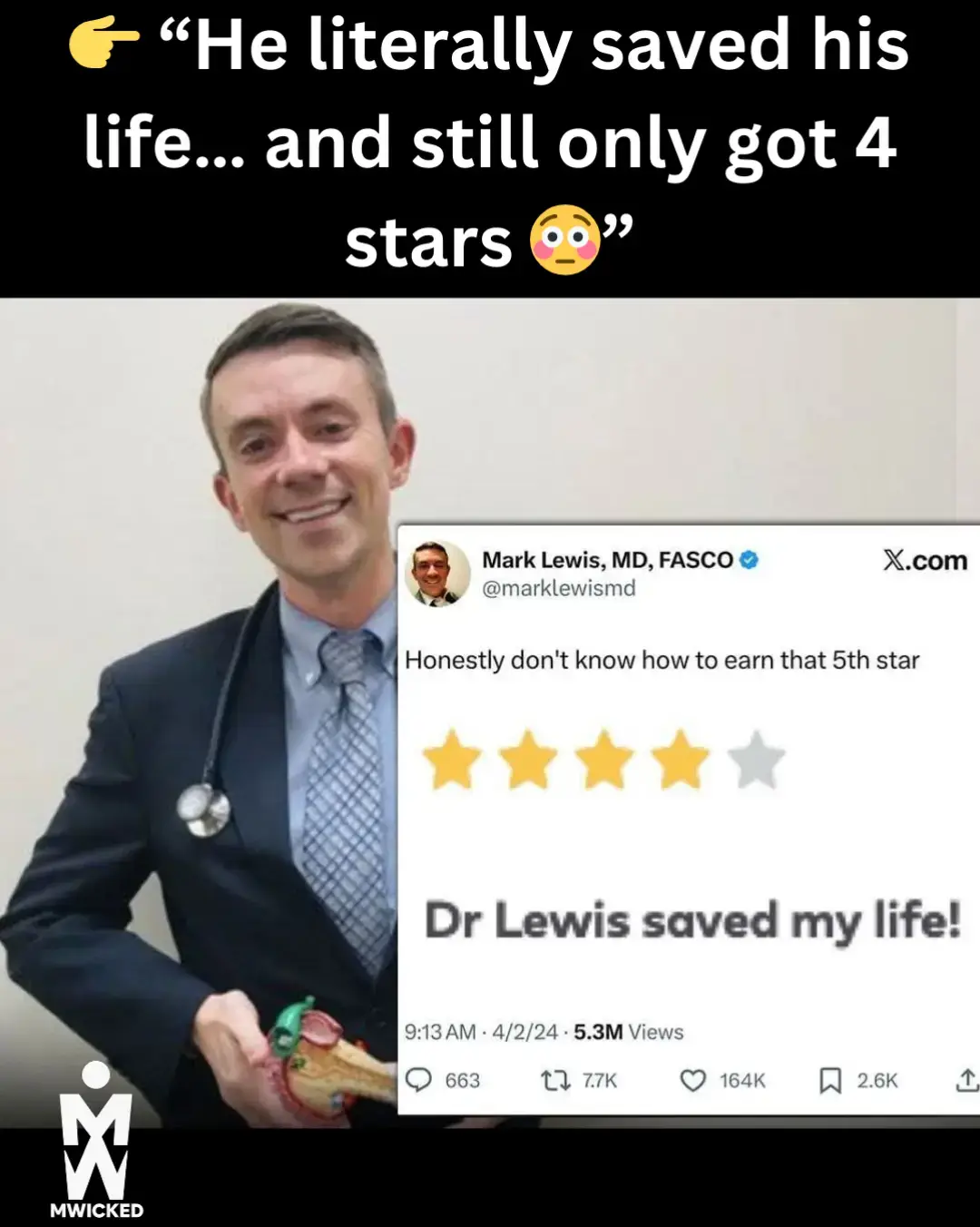 An American oncologist saved a young man’s life. The young man then gave him a 4-star rating on Google. The doctor commented on the review saying: “I honestly don’t know what I should do to earn that 5th star.” #FunnyTikTok #StoryTime #DoctorLife #GoogleReviews #ForYou