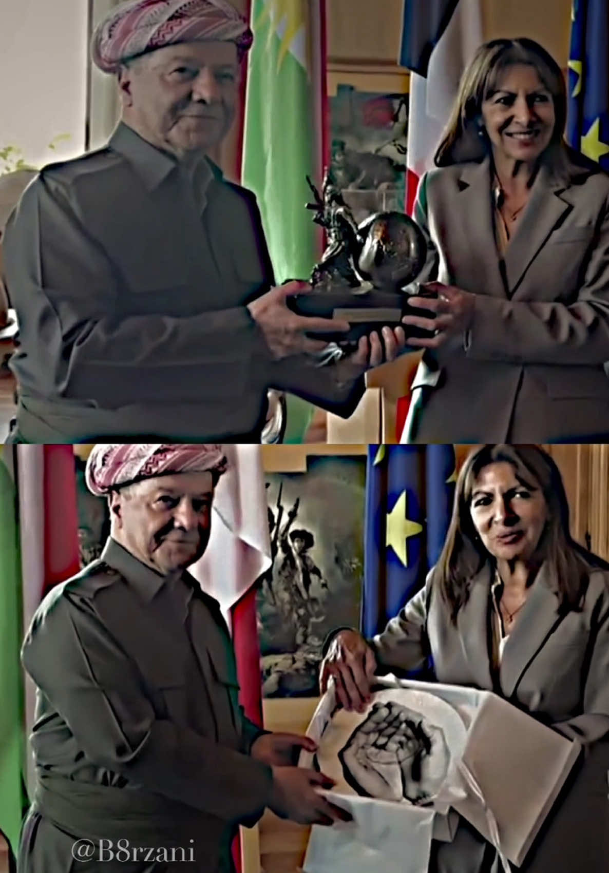 فخامة الزعيم مسعود بارزاني يهدي رئيسة بلدية باريس آن هيدالغو هدية رمزية عن الپيشمرگة، وبدورها رئيسة بلدية باريس تقدم هدية للزعيم مسعود بارزاني ايضاً #masoudbarzani #masrourbarzani #masrour_barzani #areenmasrourbarzani #areenbarzani #amb #areenmasrorbarzani #مسرور_بارزاني #ارين_بارزاني #TeamKurdistan #تيم_كوردستان  #areenreadingweek؟ #areenreadingweek  #ناتوانن 