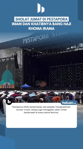 SHOLAT JUMAT DI PESTAPORA Pestapora 2025 tampil beda, tak sekadar menghadirkan konser musik, tetapi juga menggelar salat Jumat berjamaah di area utama festival.  Yang menjadi imam sekaligus khatib? Tak lain adalah sang raja dangdut, Rhoma Irama. Melalui unggahan di Instagram pada Jumat (5/9), pihak Pestapora membagikan cuplikan Rhoma Irama saat menyampaikan khotbah pada salat Jumat tersebut. Video : TikTok -giseodagallery -temaindonesia #pestapora2025 