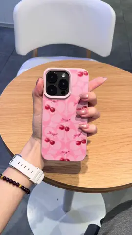 Creative Simple Pink Cherry Phone Case Soft Protection Shiny Phone Case Pocket Friendly Commuter Series Phone Case For iPhone16Pro, 15 14 13 12 11 Pro Max X XR XSMAX 8 7 PlUs. SE2#iPhone  case#