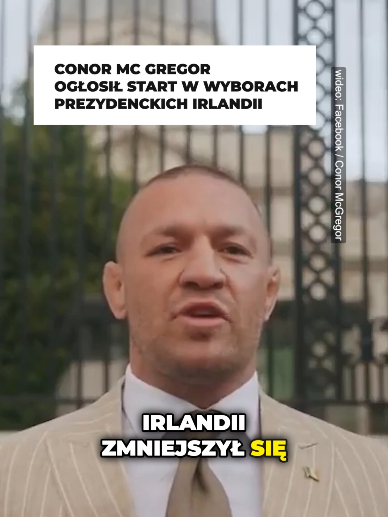 CONOR MCGREGOR ZAPOWIADA START W WYBORACH PREZYDENCKICH IRLANDII
