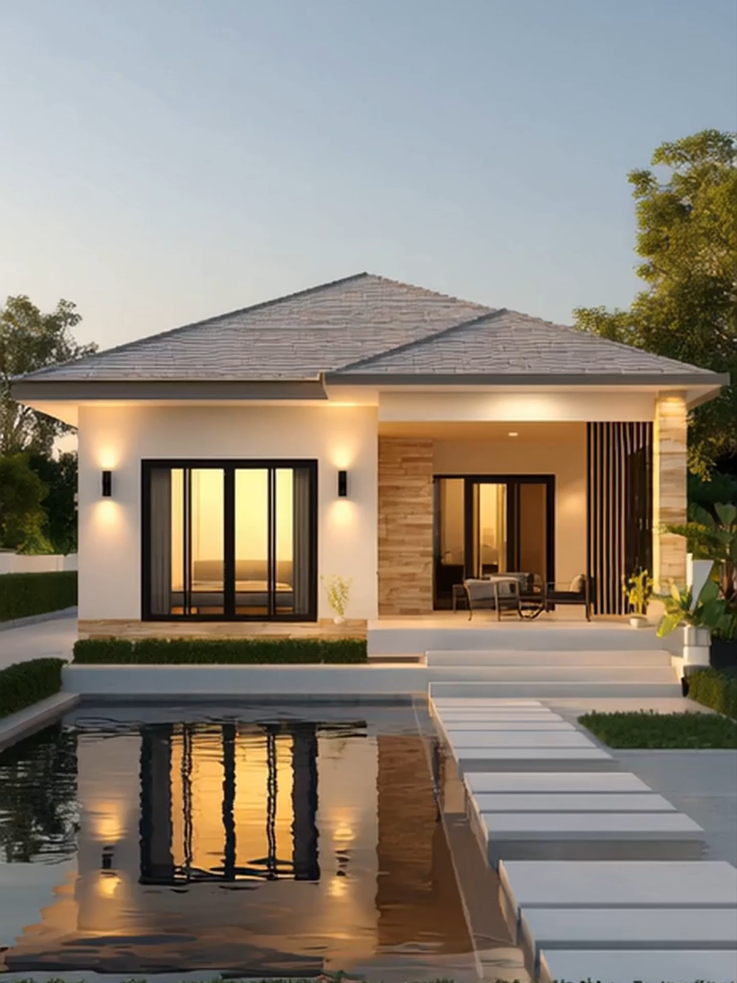 บ้านชั้นเดียวฟีลรีสอร์ต ✨ โถงโล่งเชื่อมสระ เฉลียงนั่งชิล • Modern Tropical | Poolside • Living + Dining โถงโล่ง • ครัวแยกใช้งานจริง • เฉลียงริมน้ำ • 2 ห้องนอน / 1 ห้องน้ำ #แบบบ้าน #บ้านชั้นเดียว #ModernTropical #สระว่ายน้ำส่วนตัว #Facade #FloorPlan #เฉลียงริมน้ำ #บ้านโทนขาวไม้หิน #รีวิวบ้าน #HomeResort #HomeDesign