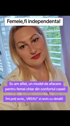 Femeie, fii independentă! Eu am găsit soluția chiar de acasă și pot să îți arăt cum să ai un j.o.b care îți oferă libertate și timp pentru tine și familia ta. Nu mai depinde de un program fix sau de alții. Este momentul să preiei controlul asupra vieții tale și să faci ceva care chiar funcționează. Dacă vrei să știi cum poți începe, scrie-mi un mesaj și îți explic pas cu pas cum am reușit și eu. Nu mai aștepta, libertatea începe acum! #FemeiIndependente #LibertateFinanciara  #MuncaOnline  #foryou       