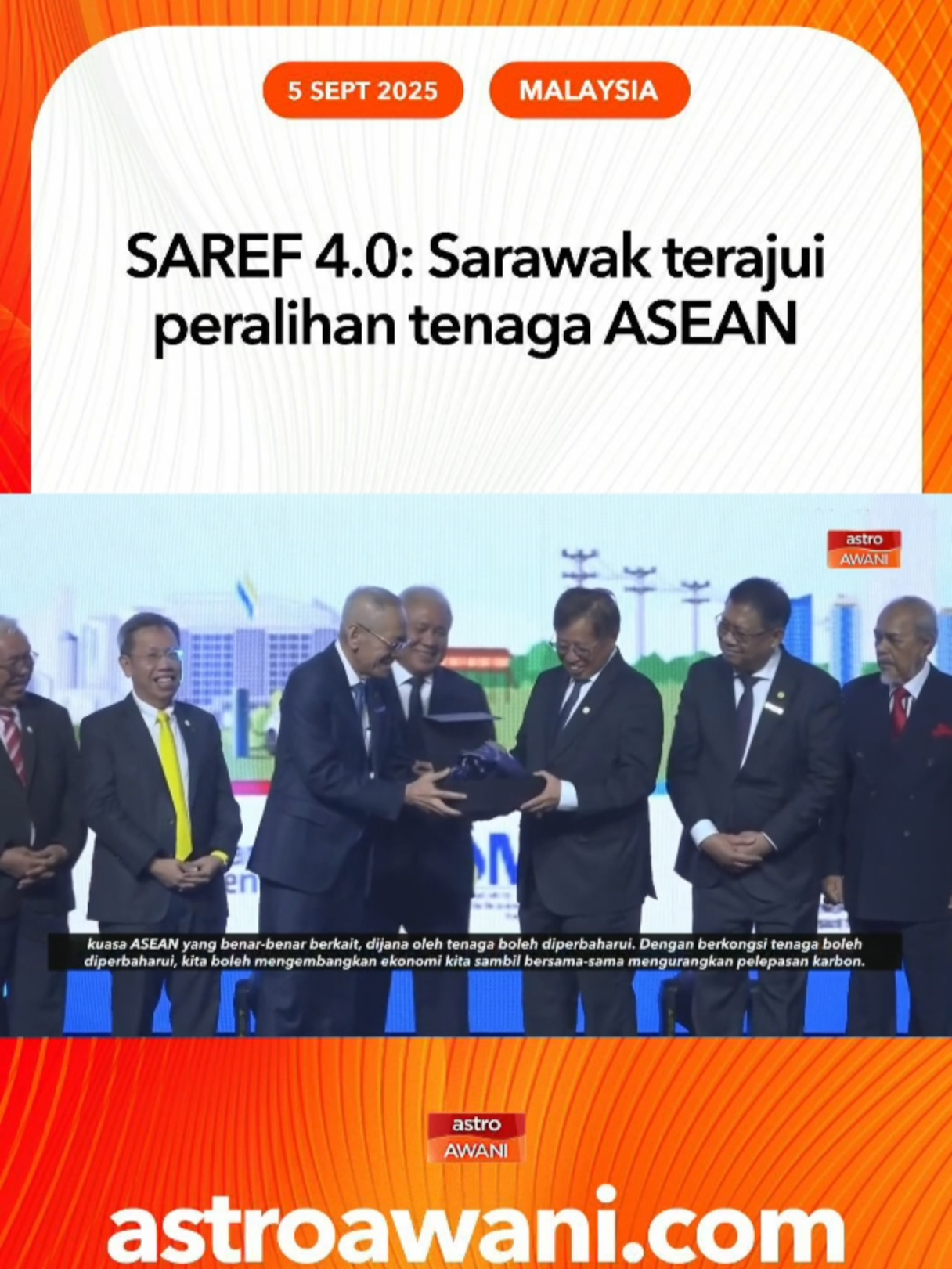 Sustainability and Renewable Energy Forum,  Edisi ke-4 atau SAREF 4.0 forum kelestarian dan tenaga boleh diperbaharui, menjadi pentas penting serantau dalam membincangkan masa depan tenaga bersih dan kerjasama rentas sempadan. #AWANInews