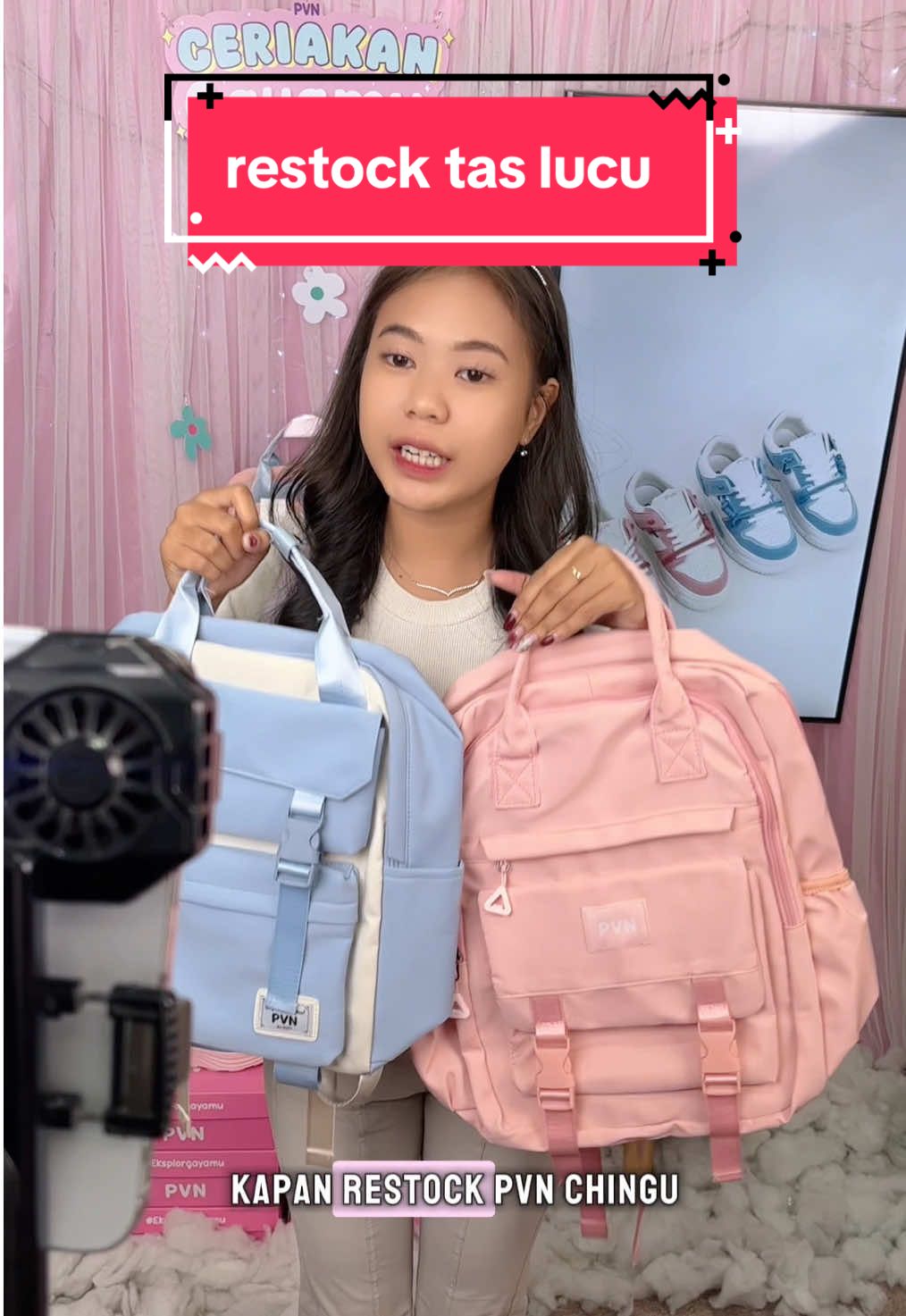 Udah restock guys tas PVN yang warnanya lucu gemesss 😍 Serbu langsung di live kita yaaa #promoguncang #pvnlive #tasransel #pvn #rekomendasitas 