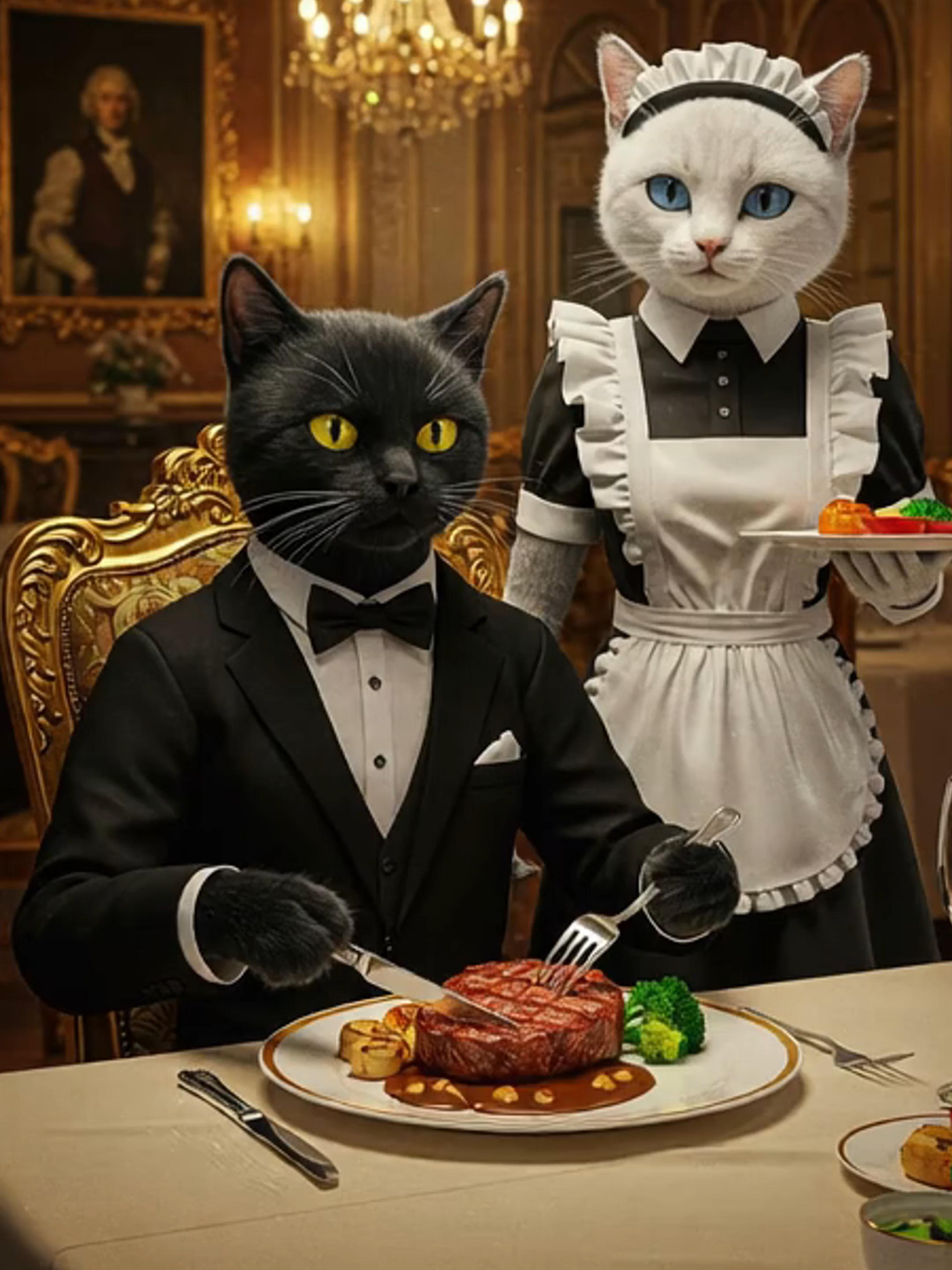 🍽️ The White Cat Servant’s Secret Sacrifice #Shorts #FunnyCats