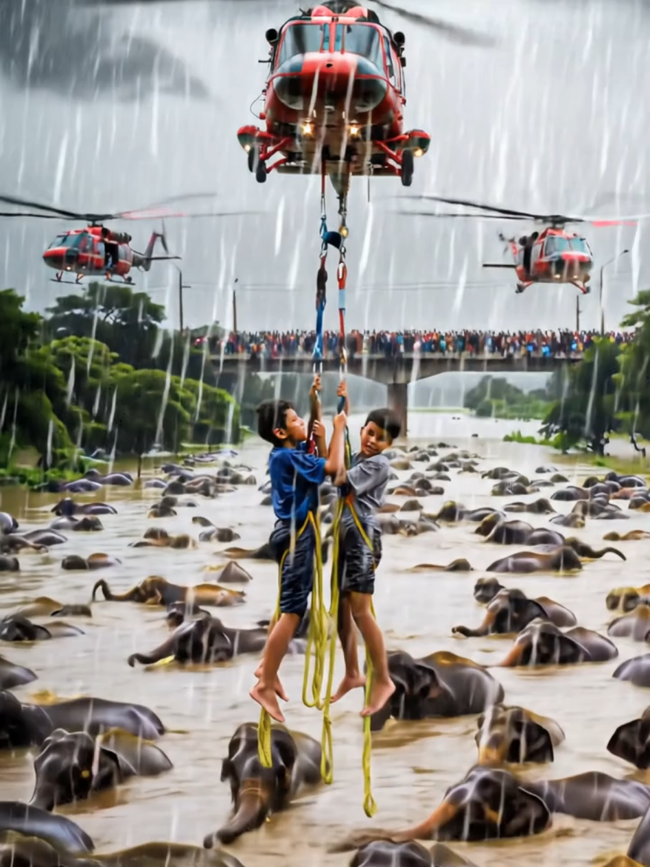 Heavy Floods 🌊 Elephant's 🐘Trapped in Flood Water #floodwarning  #flooddisaster #fypシ゚ #trending #unfrezzmyaccount
