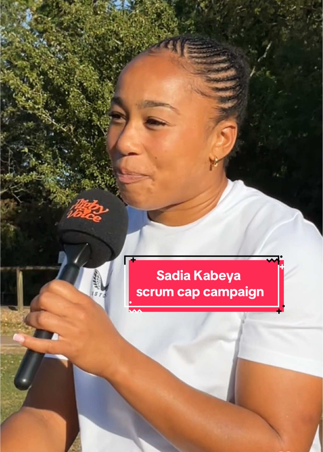 @sadiakabeya has officially released the satin layered scrum cap in collaboration with @gilbertrugbyofficial designed to knock down a barrier for people joining sport.  Catch the full interview on YouTube NOW!! #rugbyworldcup2025 #womensrugbyunion #gilbertrugby #therugbyvoice 