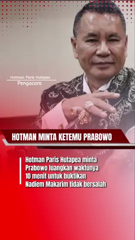 Masih sibuk Presiden bung Hotman, jadi belum ada waktu #prabowo #harianmetro #hotmanparisofficial #fyp 