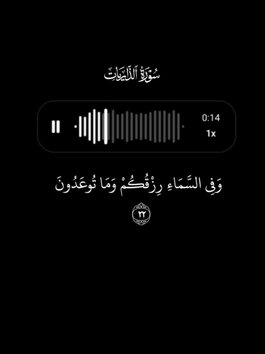 وَفِي السَّمَاءِ رِزْقُكُمْ وَمَا تُوعَدُونَ ♥️سورة الذاريات #قران_كريم #راحه_نفسيه #quran #اللهم_صل_وسلم_على_نبينا_محمد 