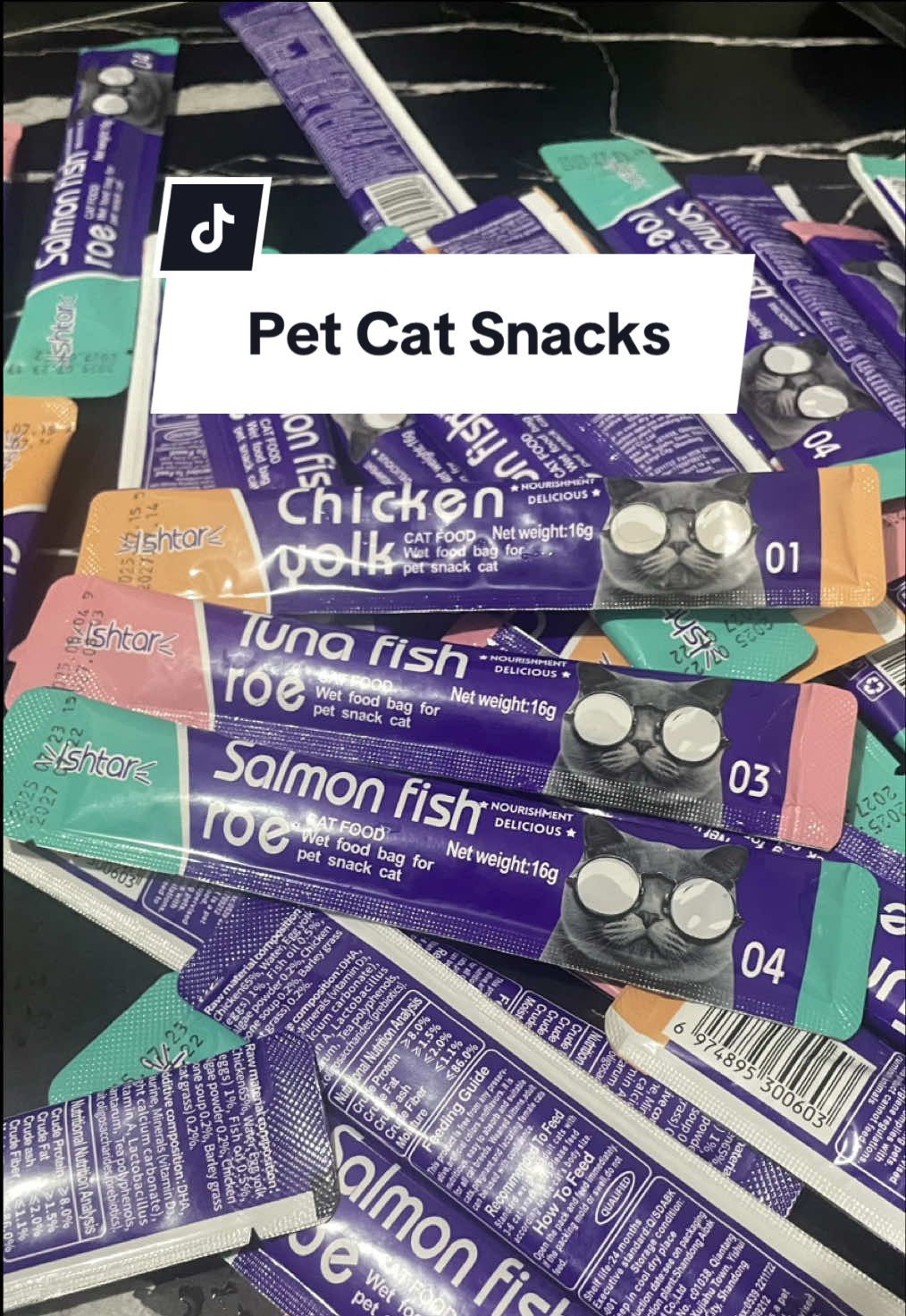 My cats love chicken yolk, tuna, and salmon!!  #cattreats #catsoftiktok #pettreats #catsnacks #fyp 