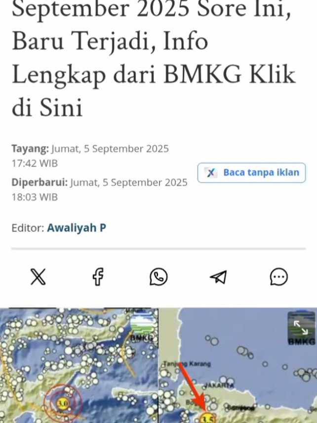 Gempa Terkini Jumat 5 September 2025 Sore Ini, Baru Terjadi, Info Lengkap dari BMKG #tribunjateng #berita #viralvideotiktok #tiktok #sekedarinfo 