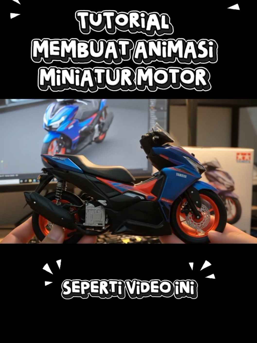 tutor animasi miniatu bergerak#aerox #aerox155 #miniatur #ai #trendminiatur 