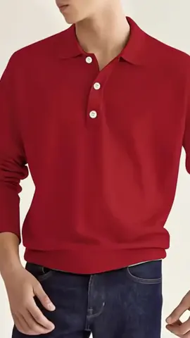 2025 burst spring autumn long sleeve V-neck button men's casual shirt polo shirt 