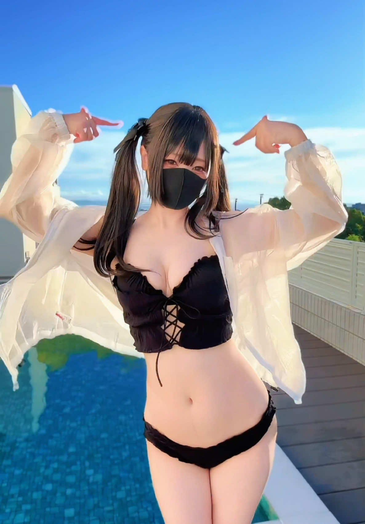 やっと夏らしいことできたっっ #プール #水着 #地雷系女子 