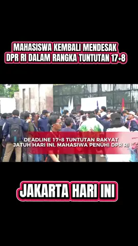 Ratusan mahasiswa  dari Universitas Padjadjaran (Unpad) kembali turun ke jalan dengan menggelar aksi unjuk rasa di depan gedung DPR/MPR RI, Senayan, Jakarta, Jumat (5/9/2025). Dalam aksi bertajuk “Piknik Nasional Rakyat”, massa menuntut pemerintah menepati janji untuk merealisasikan “17+8 Tuntutan Rakyat” yang pada hari ini sudah memasuki tenggat waktu. #demo #mahasiswa #gedungdpr #dpr #presiden 