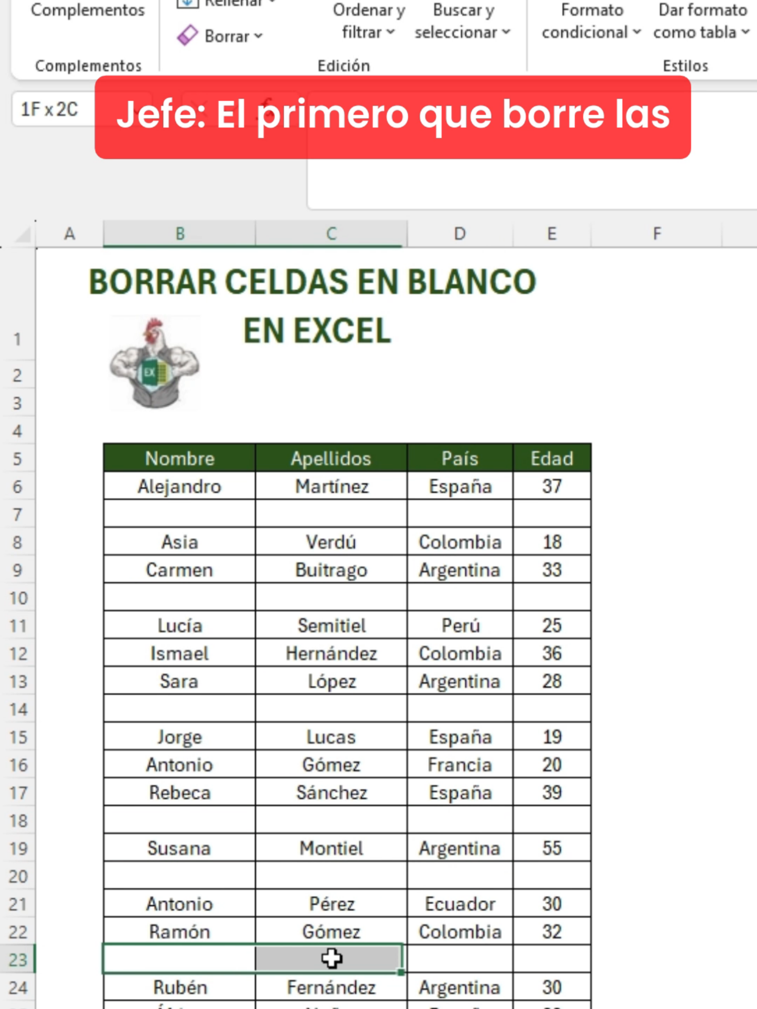 Como borrar celdas rápidamente en excel🧐