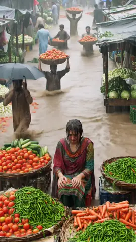 AI flood vlog #LahoreFloods #PakistanMonsoon #StreetFoodPakistan #FruitMarketFlood #RainInLahore 