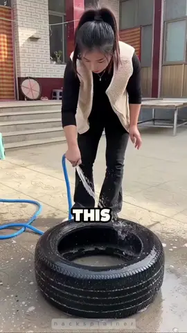 She TRANSFORMS a tyre into home decor item 😱#amazing 