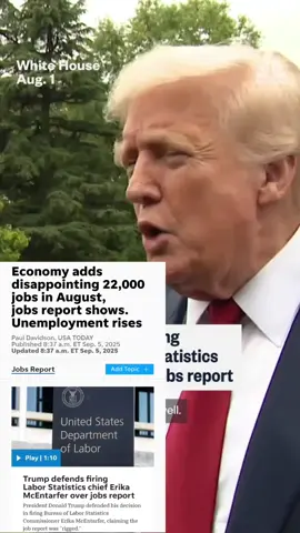 Hiring on Pause: August Jobs Report Exposes Economic Fault Lines August’s jobs report delivers a sobering reality: the U.S. economy added just 22,000 jobs, falling far below expectations and signaling a marked slowdown in hiring momentum. Unemployment rose to 4.3%, its highest level since 2021, as sectors like healthcare offered modest relief while federal jobs and manufacturing continued to shrink  Revisions revealed a striking downturn: June’s job numbers were adjusted to show a 13,000-job loss, reversing earlier gains, while July’s figures received a modest boost.  Together, these revisions underscore that summer hiring was far weaker than initial data suggested  What’s behind the stall? A perfect storm of forces seems to be taking hold: President Trump’s high tariffs, immigration restrictions, and sweeping federal layoffs are squeezing growth and fueling economic uncertainty.  Fed Chair Jerome Powell warns the labor market is entering a “curious balance”, both labor supply and demand are slowing, pushing expectations toward an imminent interest rate cut. This isn’t just numbers on a page, it’s a moment of reckoning. The American workforce is facing new vulnerabilities as policies create economic turbulence.  Consumers are growing more anxious, businesses more cautious, and complexity is mounting. Is this the calm before a deeper downturn, or the early cracks of recovery under pressure? #HiringOnPause #JobsCrisis2025 #TariffsTaxingJobs #UnemploymentUp #FedCutCountdown