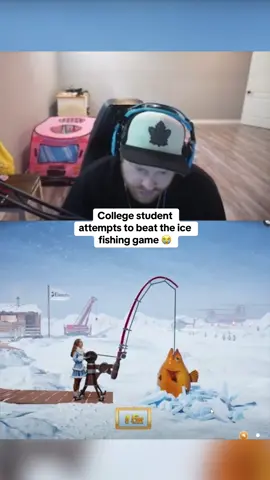 College student attempts to beat the ice fishing game 😭 #kickstreaming