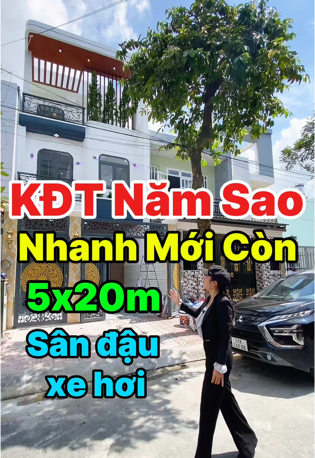 KĐT Năm Sao Tiếp Tục Lên Sóng Nhà Phố Đẹp Hiện Đại 5x20m, 5 Phòng, Có sân đậu xe hơi rộng rãi, Nội Thất xịn, Đường Rộng, Khu dân cư quy hoạch bài bản| SHR Hoàn công đầy đủ Đúng 4.x Tỏi. Phải tranh thủ mới còn ạ. #nhaxinhminhthuy #kdtnamsao #nhabinhchanh #fivestarnewcity #fyp 