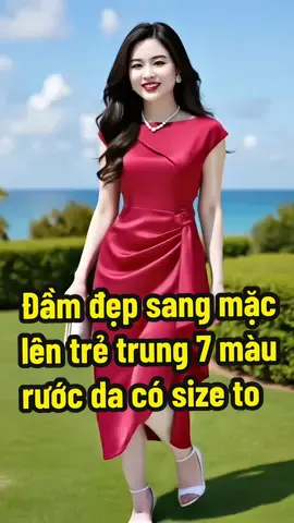 Chiếc đầm trung niên lụa này mang thiết kế cổ thuyền thanh thoát, điểm nhấn hoa tinh tế ở eo kết hợp đường xếp ly khéo léo giúp tôn dáng, có 7 màu rước da, có size to #damtrungnien #vaytrungnien #damthietke #damtrungnienthietke #vaythietke 