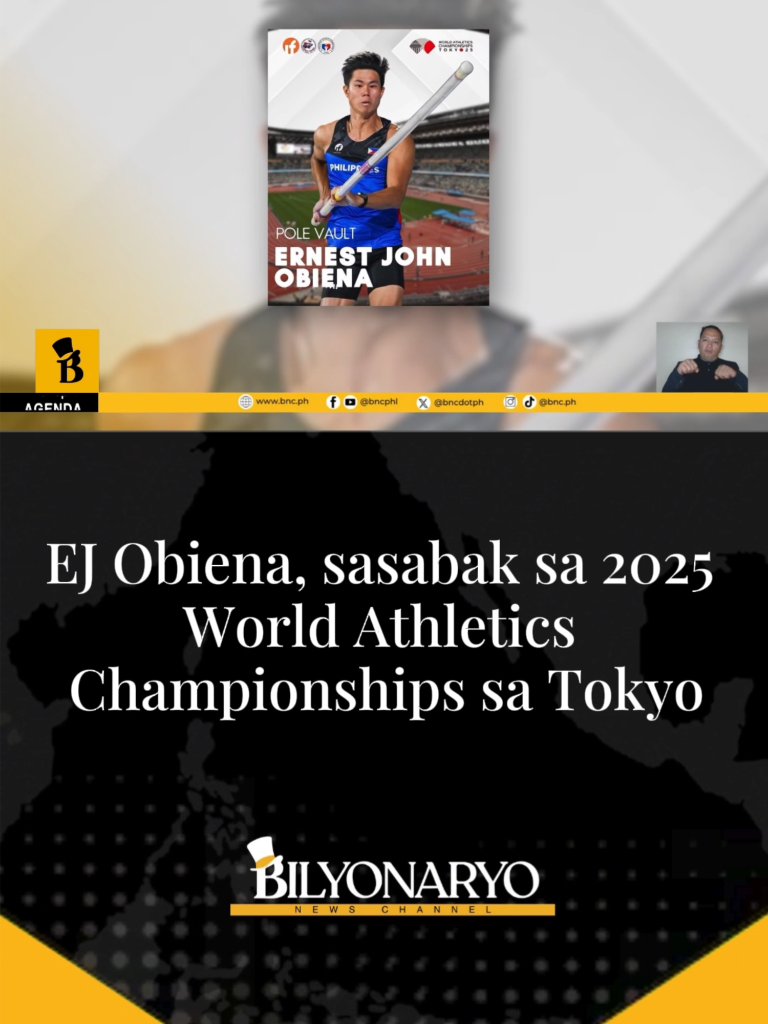 #Agenda | Balik-Tokyo, Japan ang ating pole vault superstar na si EJ Obiena para sa 2025 World Athletics Championships. 'Yan ang Agenda report ni Shiela Salaysay. #EJObiena #Tokyo #Japan #news #newsPH #fyp #foryoupage #tiktokph #socialmedia #Pilipinas #tiktokphilippines #phnews #bnc #bilyonaryonewschannel #bilyonaryo