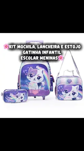 🌸✨Kit escolar com mochila, lancheira e estojo. Tema gatinha, fofo e prático para meninas.🌸 #VitrineVipDaJanira #shopeeviral #achadosshopee #kitmochilaescolar #kitmochilaelancheira 