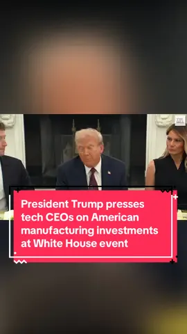 President Trump on Thursday night hosted top tech executives in a one-of-a-kind White House event, during which he asked attendees to say how much their companies were investing in U.S. manufacturing.   The president sat beside Meta CEO Mark Zuckerberg at a long table, with first lady Melania Trump on the other side. Microphones and place sittings sat in front of each attendee in the State Dining Room, after the event was moved inside due to rain.   It was slated to be the inaugural event in the newly renovated Rose Garden.