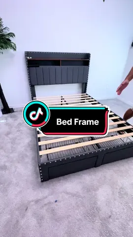 Loving this new bed frame with storage drawers and a top shelf! #raybeefurniture #bedframe #bedwithstorage #bedroommakeover #bedroomdesign 