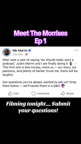 Filming today: Meet The Morrises Ep 1 with @morriscbb - peeling back the curtain on the start of our story aka the wrestling world 🥂 have a question you’d like for us to answer? Drop it below! Don’t you worry, a horse racing podcast is in the works… #relationshippodcast #prowrestling #sportstok #featurerhis #couplecomedy 
