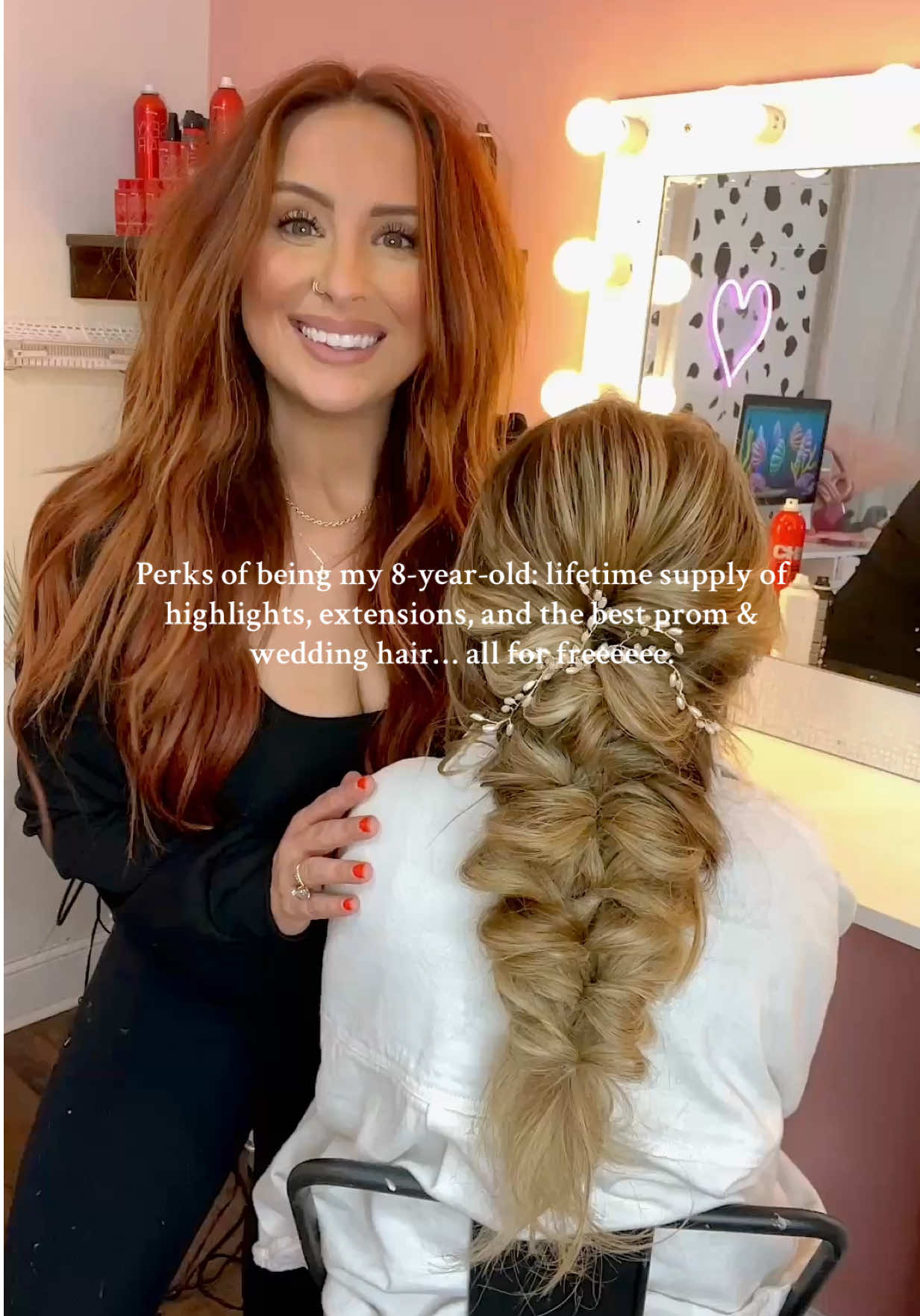 She loves being mamas hair model! 🫶🏼  #hairstylist #bridalhair #weddinghairstyles 2026 brides, hair for weddings, bridesmaid hair 