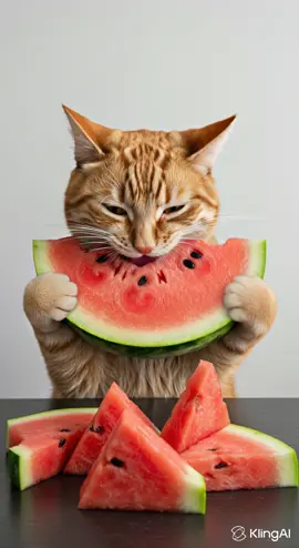 スイカ🍉#ai #cat #asmr #mukbang #eating 