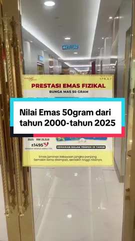 Nilai Emas Goldbar 50gram dari tahun 2000 - tahun 2025. Terus meningkat. Jom mula simpan emas bersama Public Gold. Klik form sign up atau klik link dibio untuk saya bantu sebaik-baiknya. #publicgold #simpananemas #emas #1gram1bulan 