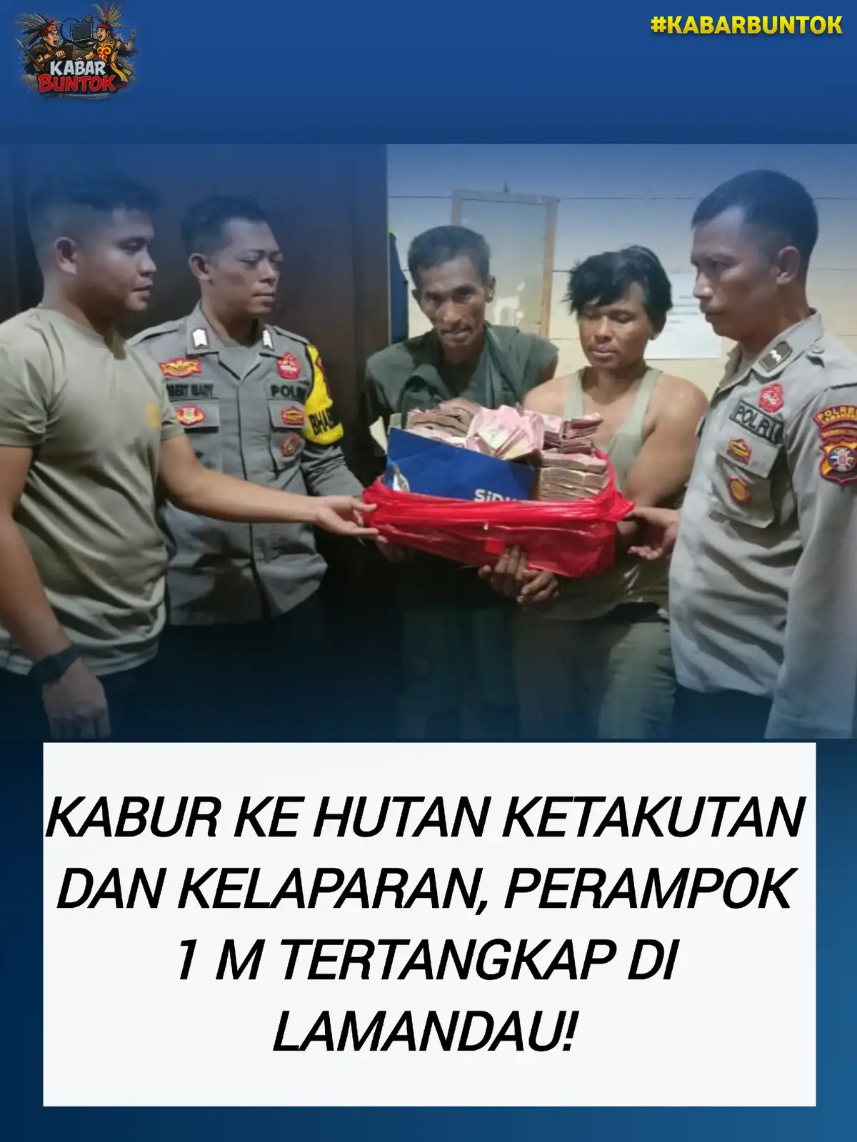 KABUR KE HUTAN, KELAPARAN, PERAMPOK 1 M TERTANGKAP! 💥 Kasus perampokan pecah kaca mobil di Pangkalan Bun senilai miliaran rupiah akhirnya terungkap. Setelah beraksi, kedua pelaku sempat kabur dan bersembunyi di hutan selama beberapa hari. Tanpa bekal dan makanan, mereka bahkan sempat kelaparan sebelum akhirnya berhasil dilacak tim gabungan dari Polres Kobar, Polda Kalteng, Resmob Lamandau, dan Polsek Delang. Pelaku bersama barang bukti berupa uang tunai, HP, pecahan busi, hingga pecahan kaca mobil berhasil diamankan. Sponsor by; 📍Rekomendasi Percetakan dan Sablon Amanah @musa_percetakandansablon ✨, 📍Rekomendasi Toko Sayur Segar & Berkualitas @jejaksayuran ✨ 📍Rekomendasi Jual Beli Handphone Baru dan Second @karya_baru_ponsel_buntok ✨ 📍 Minuman Terenak di Buntok @sepuhbuntok ✨ #kabarbuntok #buntok #buntokkotabatuah #baritoselatan #dahanidahanaituntungtulus     Repost? DM/TAG @kabarbuntok 📽  @infopbun 