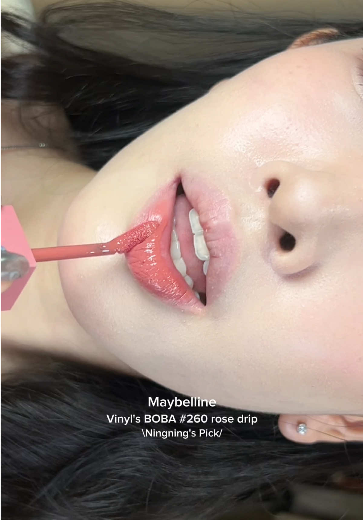New! Maybelline vinyl's BOBA collection 🧋 260 rose drip #maybelline #ningning #ลิปไวนิลมิลค์ที #ลิปชานม 